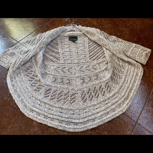 Cynthia Rowley 3/4 Sleeve Chunky Knit Cardigan Beige XS - Picture 3 of 9